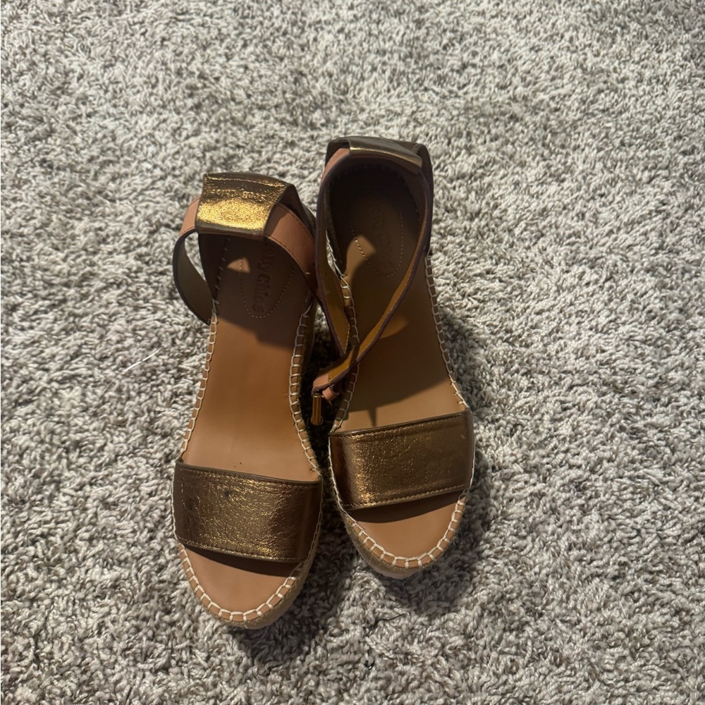 See by Chloe  bronze espadrille weddge